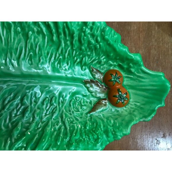 Vintage Carlton Ware Lettuce Leaf Tomato Serving Dish Made In England 12” - Picture 3 of 6